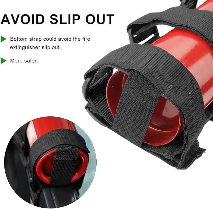 Fire Extinguisher Holder, Roll Bar Adjustable Extinguisher Strap Brackets with USA Flag Pattern, Secure Fire Extinguishers Mount Replacement for Wrangler CJ JK JKU TJ JL JLU (Black)