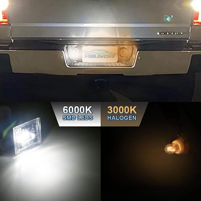 LED License Plate Light Lamp Assembly | Compatible with 2014-2025 Chevy Silverado GMC Sierra, 15-26 Colorado Canyon Pickup Truck 6000K White, Pack of 2