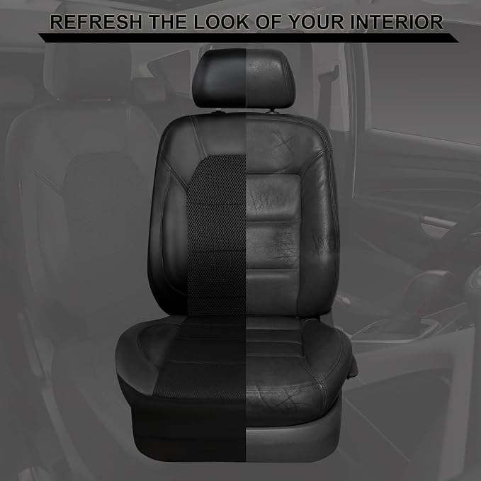 CAR PASS Leather and 3D Air Mesh Universal Fit Car Seat Covers, for Sedans,Trucks,Suvs,Airbag Compatible,Zipper Design and Reserved Opening Holes for Headrest(Full Set, Black and Black)