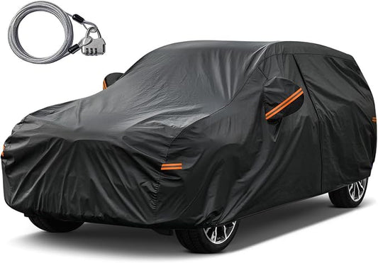 Kayme SUV Car Cover Waterproof All Weather with Lock and Zipper, Outdoor Sun Uv Rain Protection, Fit Audi q3, BMW X1, Honda hrv, Hyundai Tucson Etc (Up to 180 Inch) H11/Black
