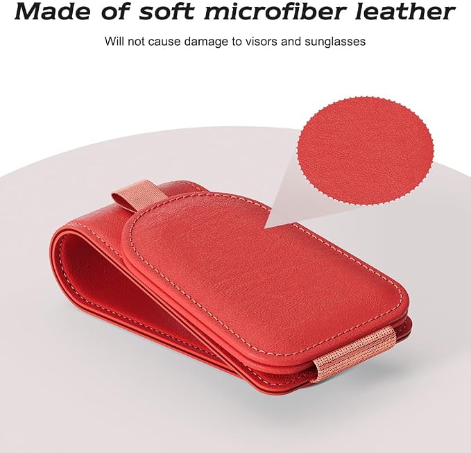 Sotfamily Sunglass Holder for Car Visor, Red, 2 Packs | Suede Cloth, Magnetic, Organizer for Car Accessories