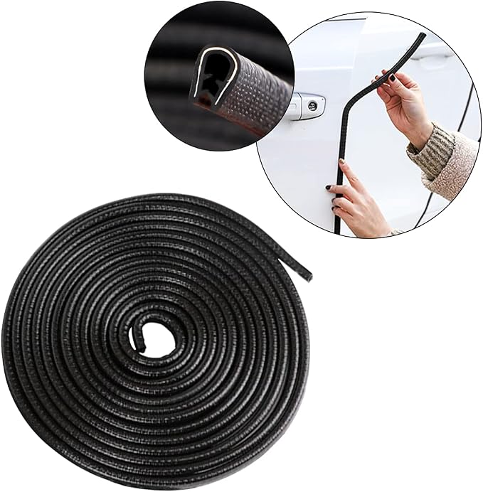 Car Door Protector Edge Guards, Universal Rubber Seal U Shape Car Door Protection, Aluminum Boat Edge Trim Guards No Glue Required, Exterior Accessories Fit for Most Cars, Sedans, SUV (Black/10FT) | Universal fit, most cars/SUVs/trucks, rubber seal, pr...