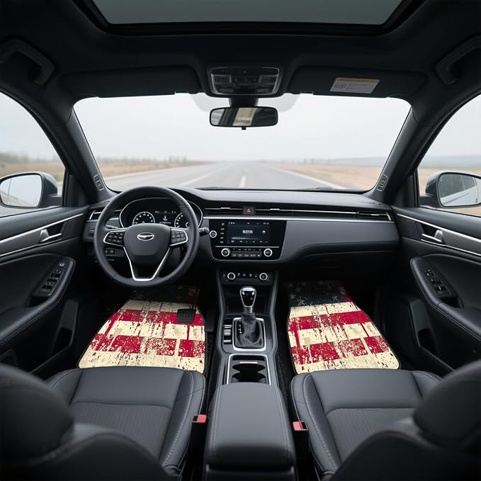 American Flag Car Floor Mats Set of 4 Star Vintage Striped Texture Splash Ink Automotive Car Floor Carpets Non-Slip Auto Car Accessories Universal Fit Car Accessories for Truck