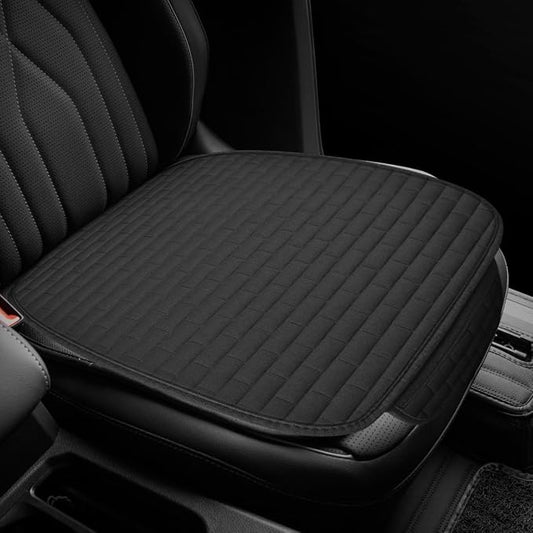 Car Front Seat Cover, Breathable Linen Auto Seat Cushion (Blacks) | Anti-Slip Vehicle Seat Pad with Storage Pocket, Universal Automotive Seats Protection Mat for Car, SUV, Truck