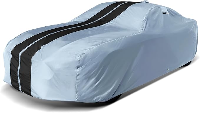 iCarCover Fits [1972-1989 Mercedes-Benz SL-Class] Premium Custom Car Cover Waterproof All Weather Resistant Outdoor Indoor Sun Snow Storm UV Protection Form-Fit Padded Cover with Straps - Gray/Black
