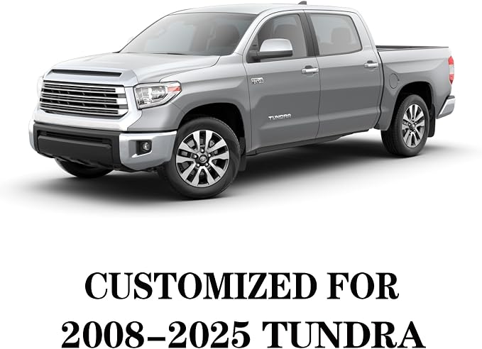YIERTAI Seat Covers Compatible with Toyota Tundra for 2008-2025 2026 Crewmax Double Cab SR5 Limited Platinum TRD Pro Truck Waterproof Leather Seat Covers(2 PCS Front only/Black)