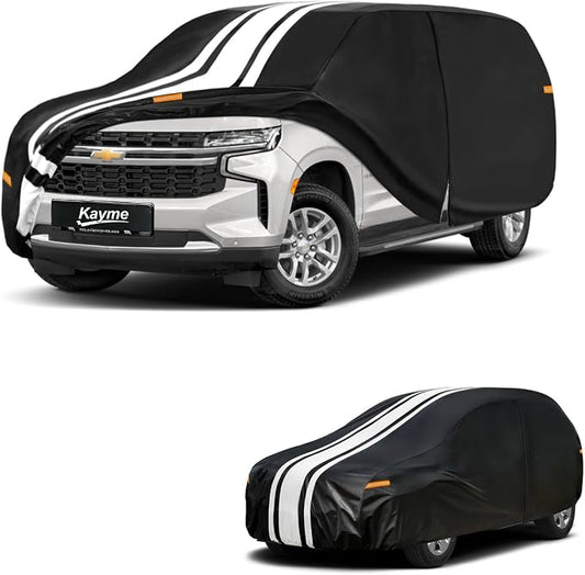 Kayme Heavy Duty Car Cover Custom Fit for Chevrolet Suburban (1973-2026) Waterproof All Weather for Automobiles, Gift with Tape/Towel, Outdoor Full Exterior Cover Rain Snow Sun UV Protection.