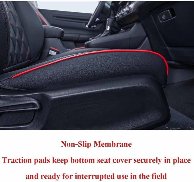 EKR Car Seat Covers for Honda CRV 2017-2022 Leatherette Full Set | Custom Fit for Honda CRV 2017 2018 2019 2020 2021 2022,Factory-Style Interior Upgrade,Faux Leather(Black with Red Piping)