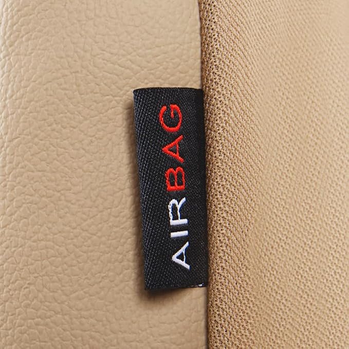 CAR PASS Leather Bling Diamond Car Seat Covers 2 Front Interior Sets, Waterproof Universal Shining Glitter Crystal Sparkle Fit for 95% Automotive Truck SUV Cute Women Girl, Beige Rhinestone