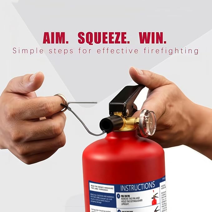 ABC Fire Extinguisher for Home & Vehicle - 2.5 lb 1-A:10-B:C Rated, Dry Chemical Fire Safety Certified for Kitchen/Car/Boat Use