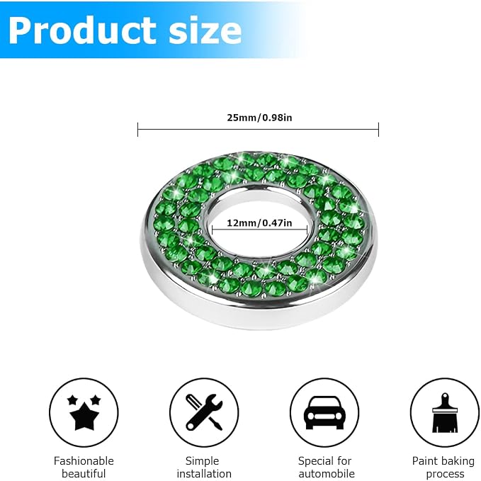 4PCS Bling Inner Car Door Lock Cover Stickers, Rhinestones Pull Rod Bolt Decorations, Crystal Auto Decals for Women Girls, Sparkly Car Door Lock Pin Caps for C Class C200L GLC260 C260L