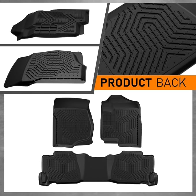 G-PLUS TPE Floor Mats,Fit Chevy Silverado & GMC Sierra Crew Cab 2007-2014 | All Weather Protection,Custom Fit Silverado Sierra 1500 2500 3500 2007-2014 Floor Liner,1st & 2nd Row,Non-Slip,TPE Mat