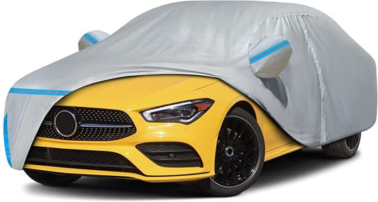 Car Cover for 2013-2026 Mercedes-Benz CLA 180 200 220 250 AMG 35 45/CLA-Class, Waterproof Custom-fit Sun Rain UV Dust Snow Protection Outdoor CLA Full Car Cover with Door Zipper and Cotton Lining-Gray
