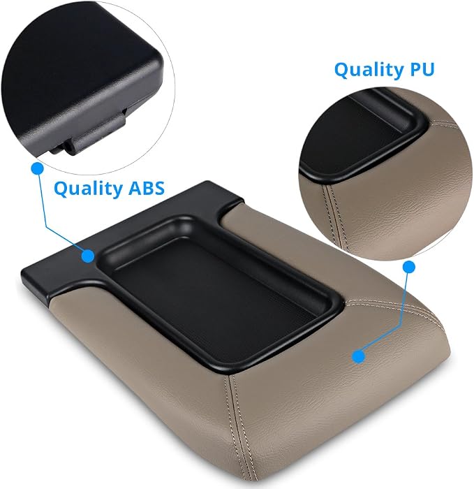 Center Console Lid Cover Armrest Kit Compatible with Cadillac Chevrolet GMC | Compatible with Pickup Truck Suburban Tahoe Silverado Sierra Yukon XL Replaces 19127364 Tan