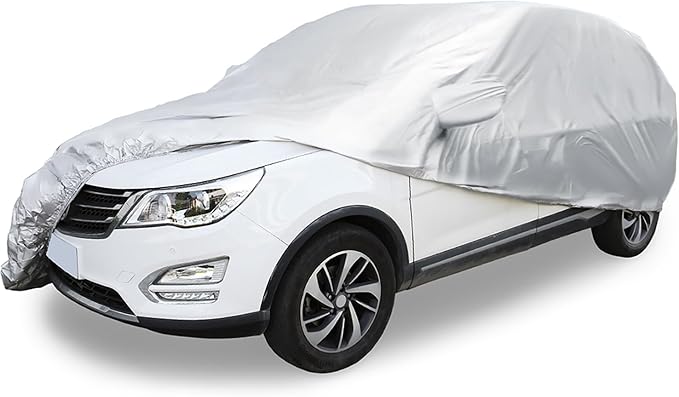 ACROPIX 180T Gray Car Cover Waterproof All Weather Full Exterior Cover Rain Hail Sun Protector Car Cover Fit for SUV Length 199-202 Inch - Pack of 1