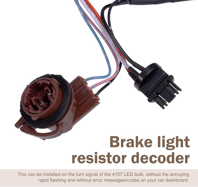 SLIMI 2 PCS Car 3157 Brake Light Resistor Decoders, 50W 6 Ohm LED Resistor Load Harness Decoders, Turn Signal Error Decoding Harness, for T20/3157/4157 Light Bulb (Multicolored)