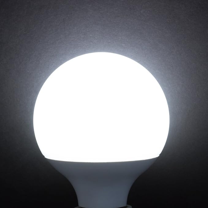 Simba Lighting LED G25 Bulbs 8W 60W Equivalent 120V E26 Daylight, 3 Pack | Decorative White Frosted Cover Globe G80 Light Bulbs for Bathroom Vanity, Makeup Mirror, Standard E26 Medium Base, 5000K