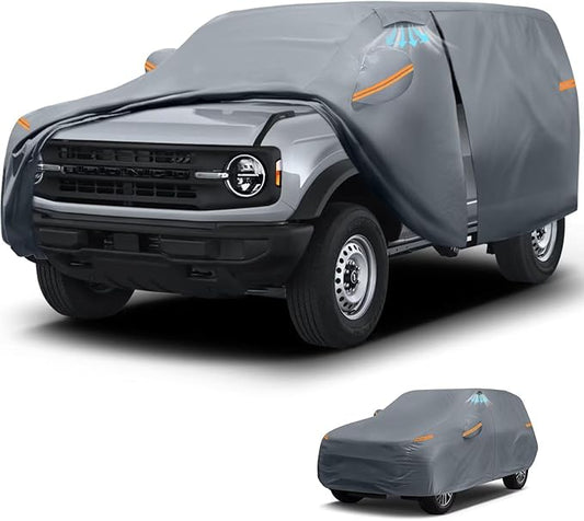 Waterproof Ford Bronco Sport/Ford Bronco 4 Door (2020-2026) Car Cover with Breathable Vents, [Upgrade] Premium Covers with Cotton Liner and Zipper Door, Sun Rain Snow Dust Uv Protection.