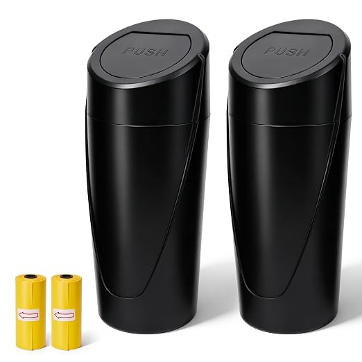 Car Trash Can, 2 Pack Leakproof Mini Garbage Bin with Lid, 40 Bags | Leakproof, Mini, Garbage Bin with Lid