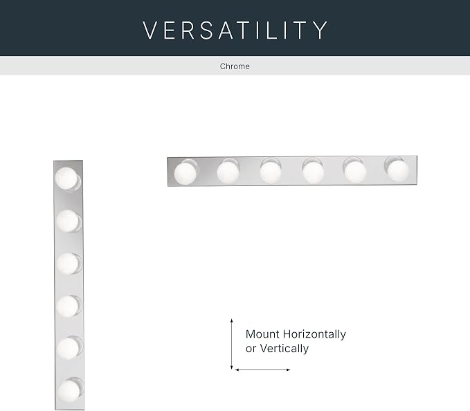 Kichler 6-Light Linear Bathroom Vanity Light Fixture, 36" Chrome Bath Bar for Bathroom over Mirror, Modern Transitional Wall Mount Lighting (36" W x 4.25" H x 2" D), 626CH