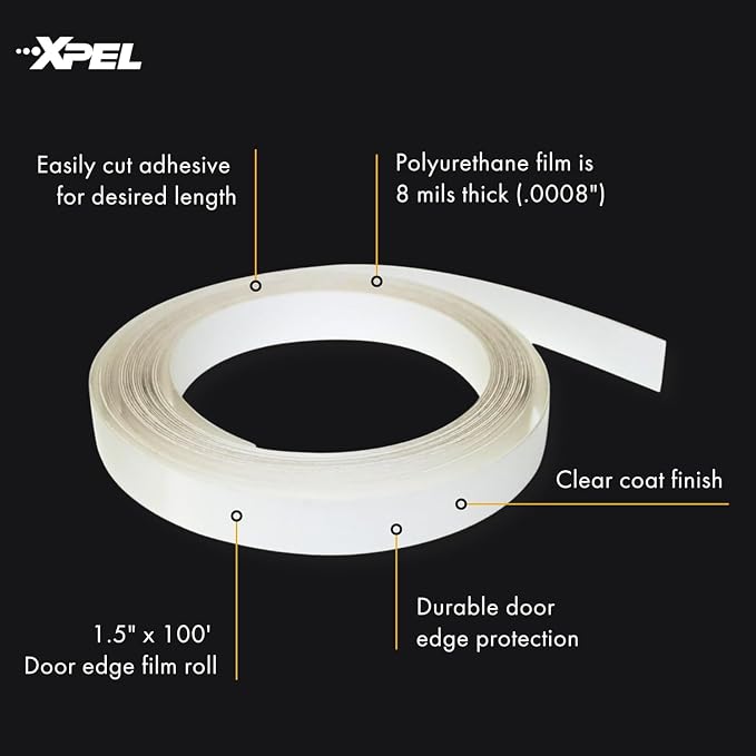 XPEL Extra Wide Door Edge Guard Film Roll, 1/2" x 12', Clear Door PPF Kit | Clear protective film helps shield door edges from chips, scratches, dings, and everyday wear.