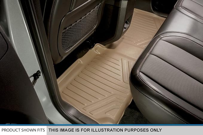 MAXLINER Floor Mats 2nd Row Liner Tan for 2017-2019 Ford F-250 / F-350 Super Duty Crew Cab with 1st Row Bucket Seats