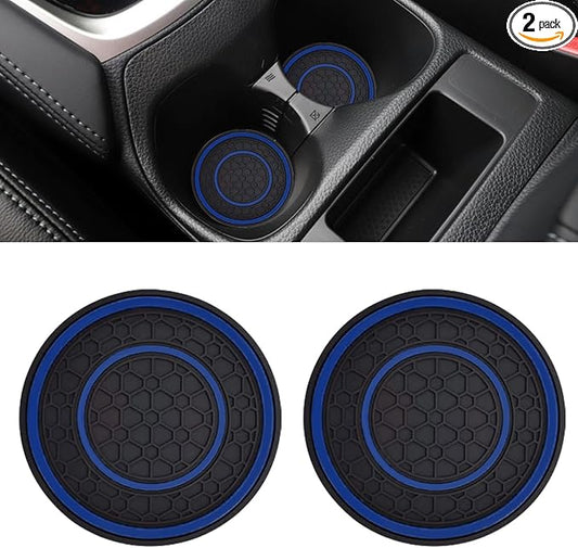 2PCS Car Cup Holder Coasters, 2.75 Inch Auto Non-Slip Anti Dust Cup Mats, Console Cup Holder Insert Coaster Auto Insulated Mats, Universal Interior Accessories for Most Cars (Blue)