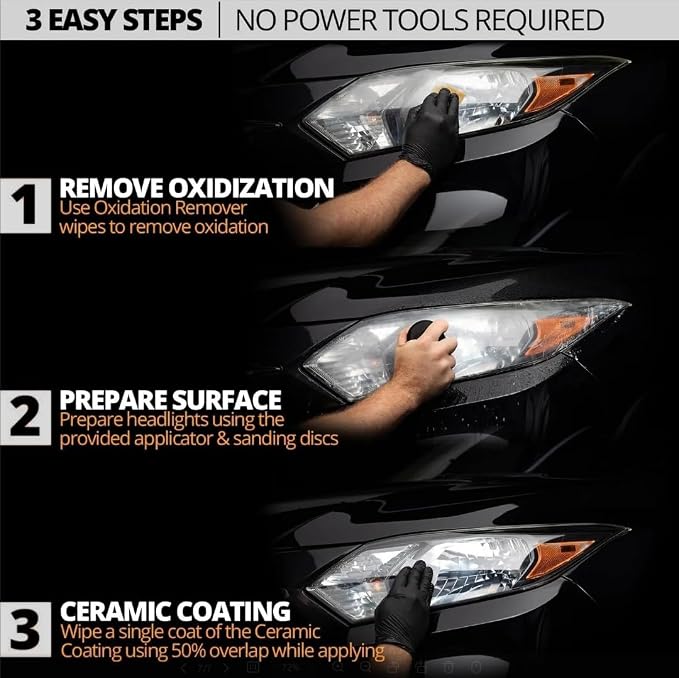QIFOR Automotive Headlight Restoration kit - 6.76 fl oz | oxidized and yellowed automotive headlamps, blurring enhanced crystalline coating refurbisher