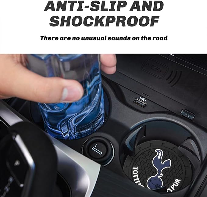 Cup Holder Insert Coaster for Tottenham Hotspur UEFA UCL Fans,Anti Slip Car Cup Coaster Interior Accessories