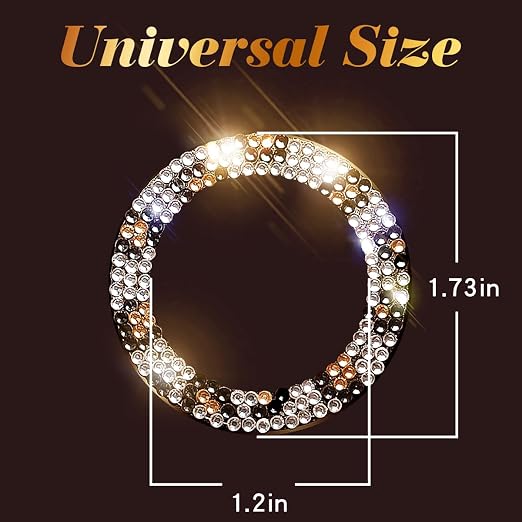 3 Circles of 160 Rhinestones Bling Car Push Start Button Cover Accessories for Women - Emblem Sticker Decoration Ring & Knob