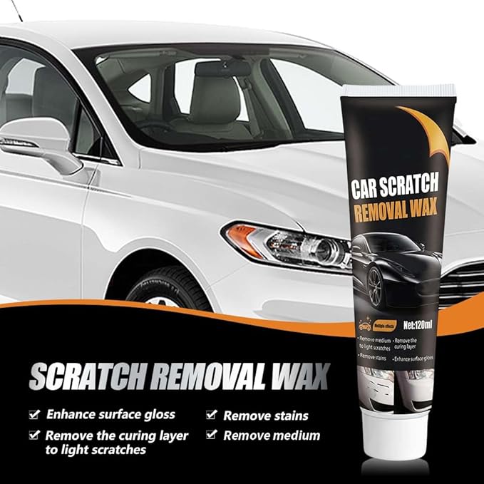 Car Scratch Repair Wax with Sponge and Towel, 2026 New Upgrade Car Scratch Remover Wax, Automotive Scratch Repair, Professional Car Paint Repair Compound for Deep Scratches (120g*2)