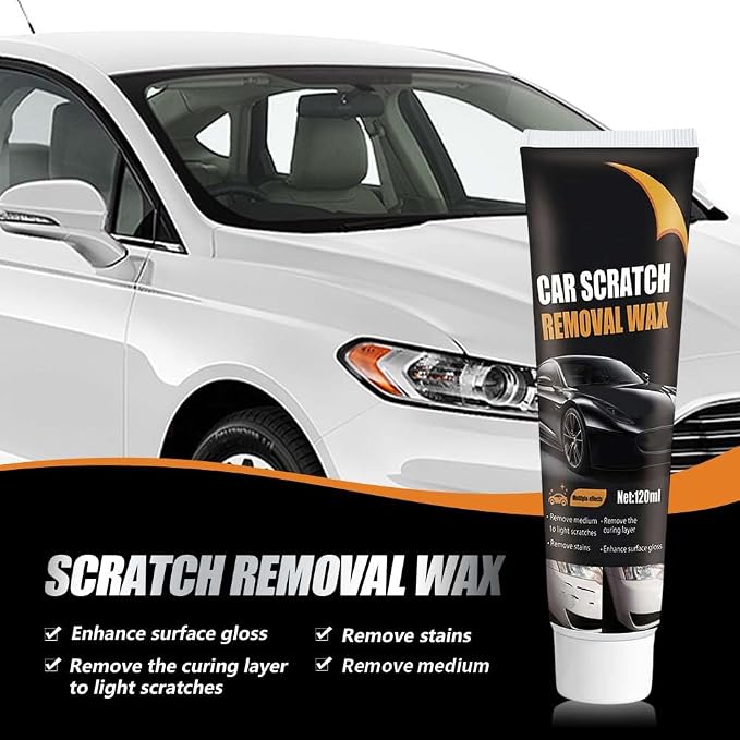 Car Scratch Repair Wax with Sponge and Towel, 2026 New Upgrade Car Scratch Remover Wax, Automotive Scratch Repair, Professional Car Paint Repair Compound for Deep Scratches (120g)