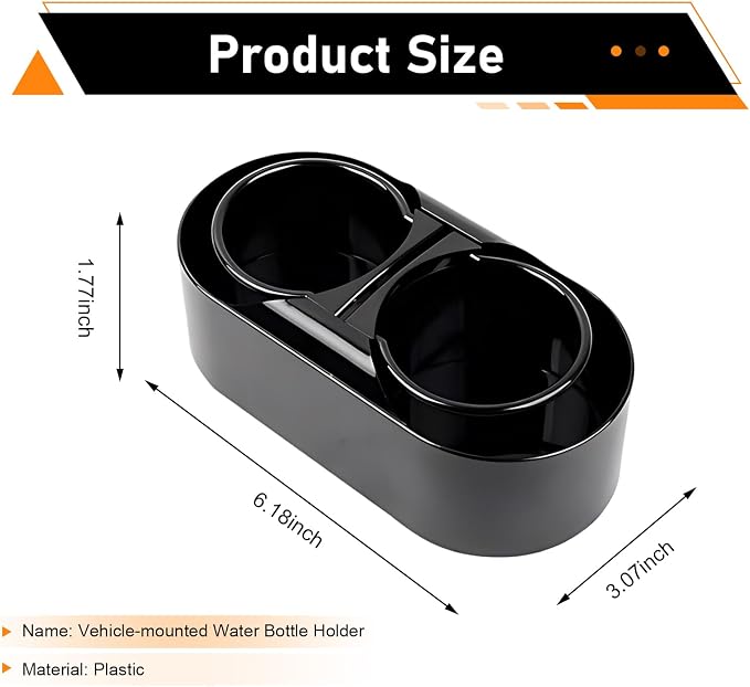 Car Cup Holder, ABS Center Console Double Cup Holder, Self-adhesive Multi-functional Double-drink Organizer, Universal for Most Cars SUVs Trucks (Black #B)
