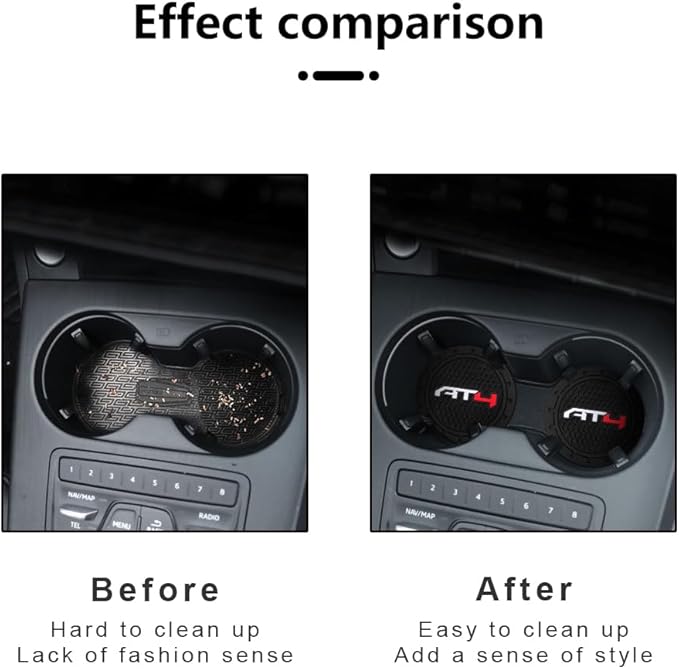 Car Cup Holder Coaster for GMC AT4,Series Recessed Silicone Cupholder Coaster Interior Accessories 2.75in 2Pieces Black