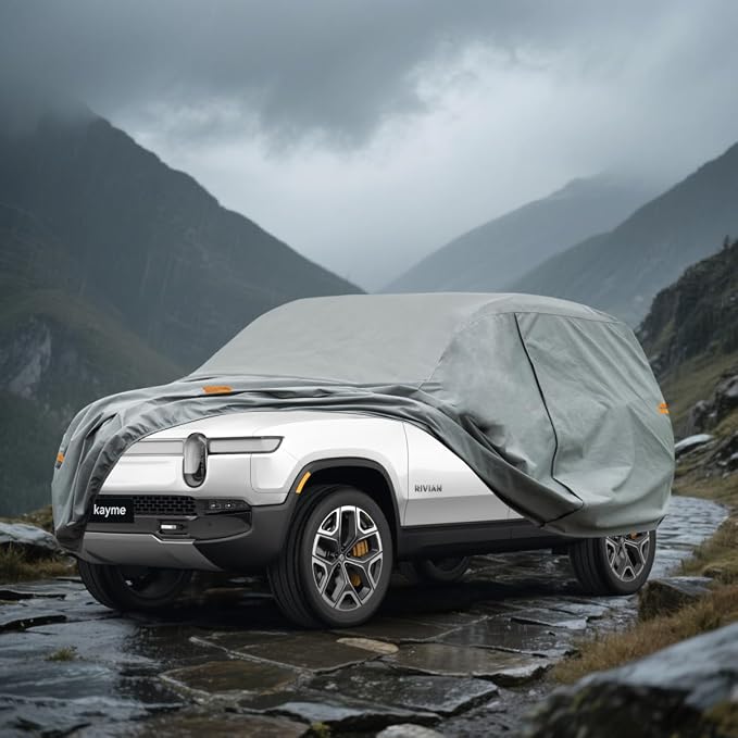 Kayme Heavy Duty SUV Car Cover Custom Fit Rivian R1S Waterproof All Weather for Automobiles, Full Exterior Covers Sun Rain UV Protection.（Deliver About 3-10 Days）
