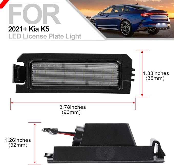K5 Led License Plate Light for 2017 2018 2019 2020 2021 2022 2023+ Kia K5 Rio Niro Cadenza 6500K Xenon White Error Free Led Rear Tag Number Plate Lamps OEM 92501-F6000