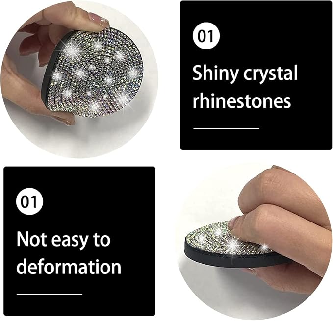Ziciner 2 Pack Bling Car Cup Holder Coaster, Anti-Slip Auto Insert Coaster with Start Stop Button Cover, Universal Shiny Crystal Vehicle Interior Accessories for Women and Girls (AB)