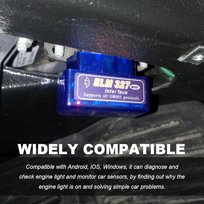 KVAEY OBDII Car Auto Diagnostic Scanner, ELM327 Automotive Bluetooth Scan Tool and Code Reader, Professional Car Bluetooth Engine Fault Code Reader, Universal Car Accessories (White & Blue)