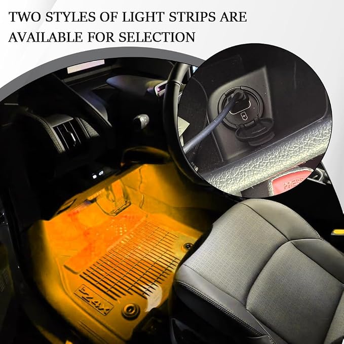 Car LED Strip Light, Car Interior Lights, 12V 24 LED Auto Under Dash Atmosphere Lights with USB Port, Auto Atmosphere Under Dash Lighting Kit for Vehicles (Orange, USB)