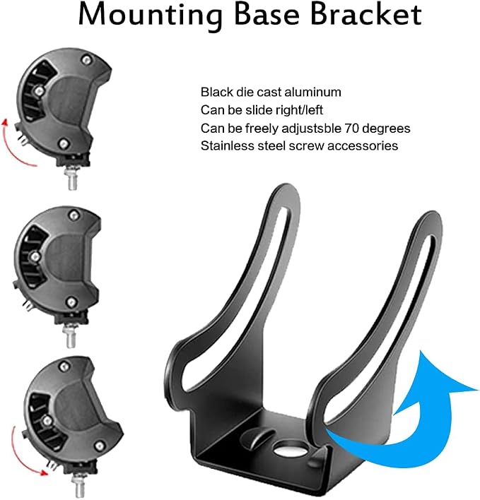 LED Light Bar Base Mounting Bracket Universal Adjustable Slide Mounting Brackets 2PCS Side Bracket Kit for Most Straight or Curved Light Bars from 4 inch up to 52 inch(Pack of 2)