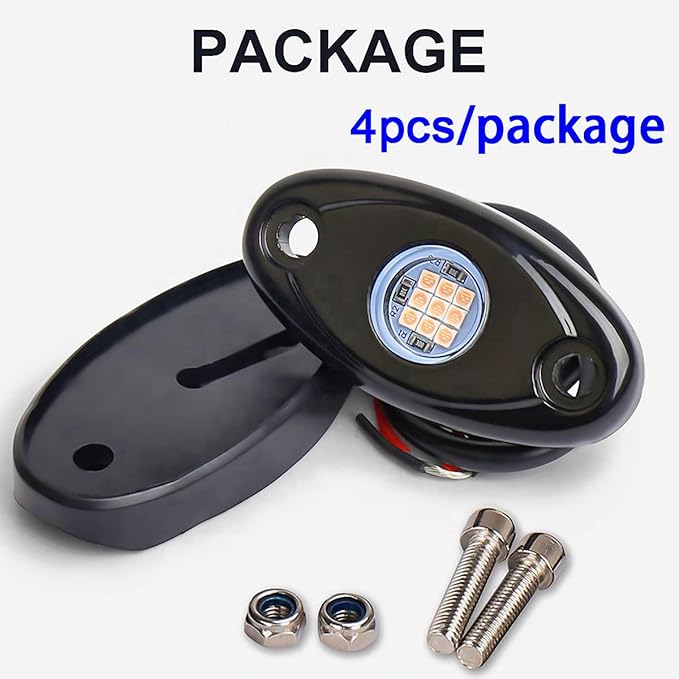 Blue Underglow Led Rock Lights for Car, Wheel Well Lights, 12V 4 Pods | Waterproof Underbody Kit Crawler Crawling Dome Exterior Lamps for ATV RZR UTV SUV Off-Road Motorcycle Glow Trail Rig Fender