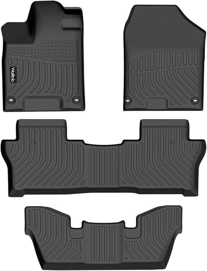 Floor Mats Custom for Honda Pilot 7 Passenger 2016-2022 All Weather Protection Waterproof Non-Slip Durable Heavy Duty Floor Liners 1st + 2nd + 3rd Row Full Set Black Floor Liners Accessories
