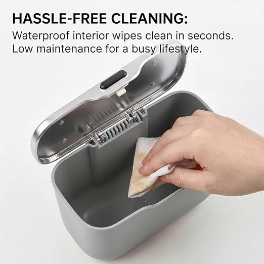 Hanging Car Trash Can, Leakproof Garbage Bin with Lid, Gary | ABS Construction, Clip-On Door/Back Seat Pocket Mount, Waterproof Liner, Push-Top Opening, For Suvs, Trucks, Sedans, Vans