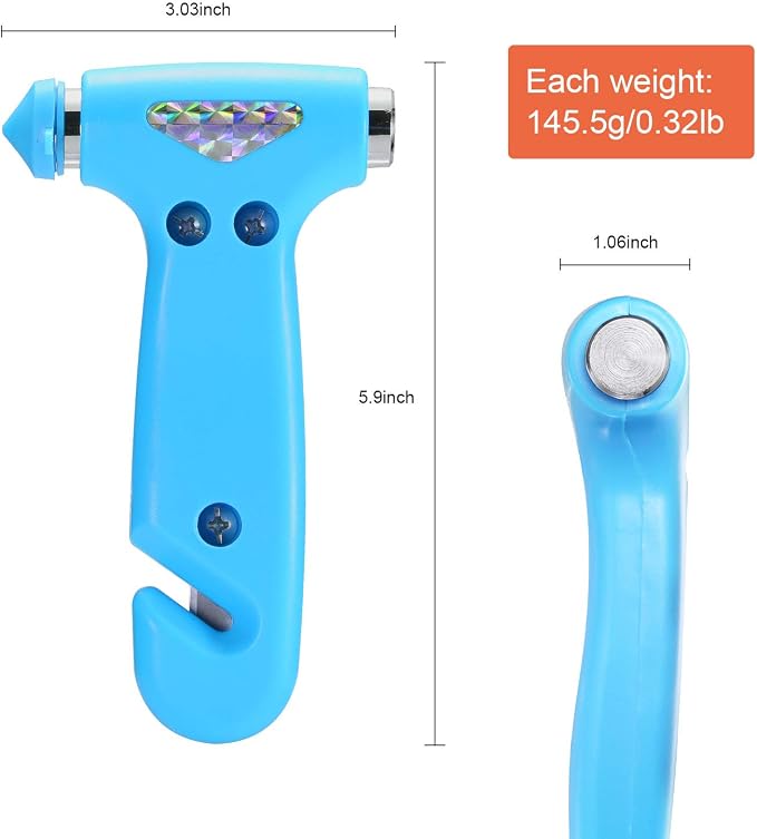 THINKWORK Car Safety Hammer for Teen Boy and Men's Gifts, Blue Three-in-One Emergency Escape Tool with Window Breaker and Seat Belt Cutter, Safety Emergency Car Escape Tool for Family and Children