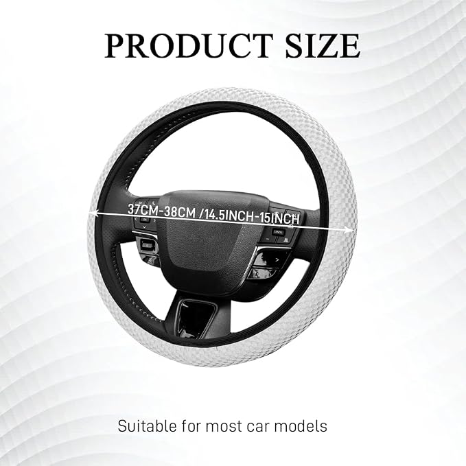 Elastic Stretch Steering Wheel Cover, Steering Wheel Protector, 15 Inch Anti-Slip Breathable Microfiber Ice Silk Protection, Easy Carry, Warm in Winter & Cool in Summer for Cars (White)