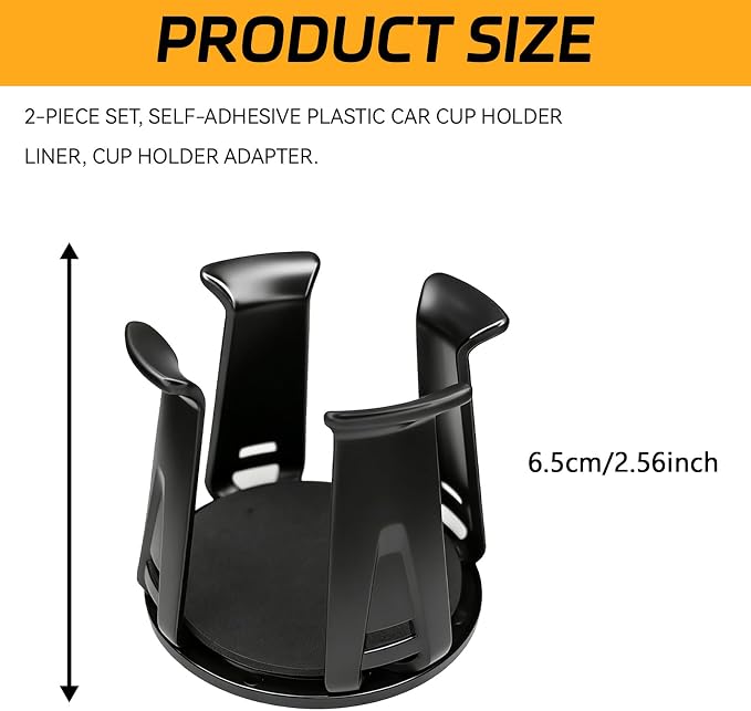 Car Cup Holder Expander, 2PCS Energy Drink Cup Holder Insert for Car, Adjustable Automotive Cupholder Expander Adapter with Adaptive Clamping Arm for Water Bottle Slim Cans Adhesive Storage Rack