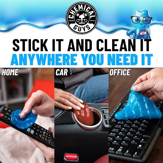 Chemical Guys Sticky Icky Car Cleaning Gel, Green Apple, Strawberry, 2-Pack | For air vents, dashboards, and keyboards, reusable, for vents, cup holders, and keyboards, use for dashboard crevices