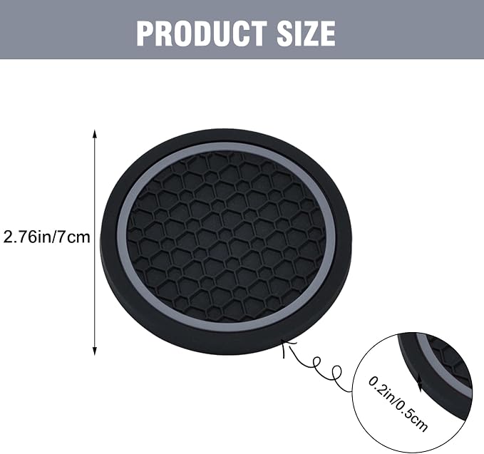 4PCS Car Cup Holder Coasters, 2.75 Inch Non-Slip Insert Water Bottle Holder Pads, Dustproof Automotive Interior Accessories Mat, Universal for Vehicles, Trucks, RVs and More (Grey)