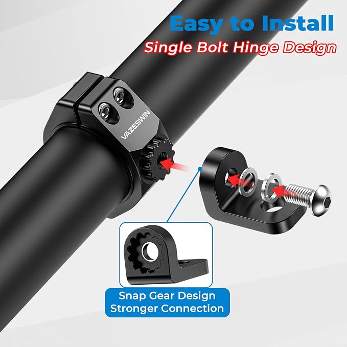 VAZESWIN 1 PC UTV Whip Light Mount for 1.5"/1.75"/1.85"/2"/2.1" Roll Cages | Solid Aluminium Alloy, CNC Machining, Heavy-Duty Off-Road UTV Whip Flag Mount, 360° Adjustable LED Light Bar Mounting Bracket