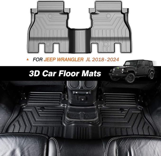 KUST Floor Mats for 2018-2025 2026 Jeep Wrangler JL Unlimited 4-Door (Not for 2 Door) (Not Fit for 4XE and JK), All Weather Floor Mats Carpet Liners TPE Front & Rear Black Car Liners